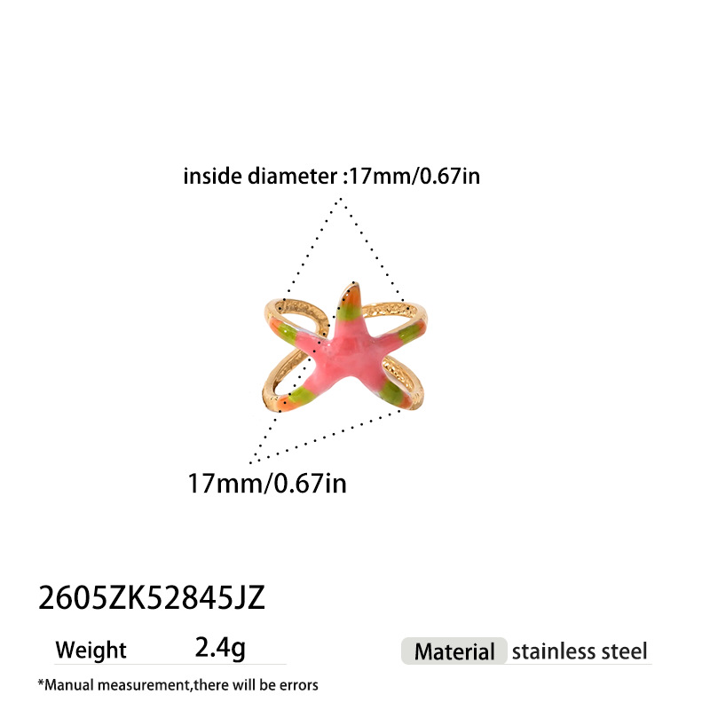 Tina Europa y los Estados Unidos de acero inoxidable INS diseño de anillo de acero inoxidable de alto nivel sensación de viento marino estrella de mar anillo abierto