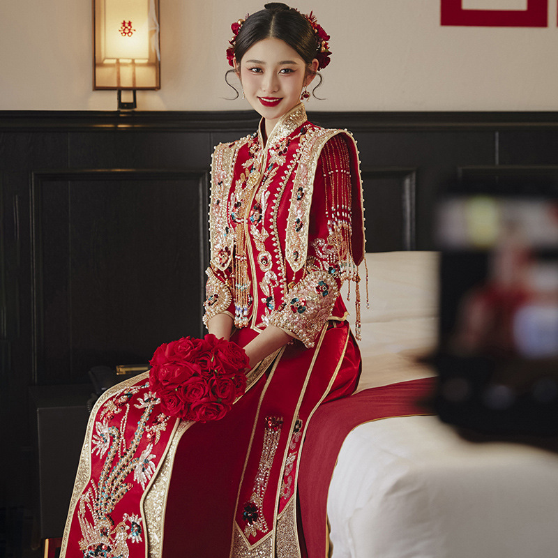 High-end Luxury Xiuhe Dress Bride Toast Dress 2025 New Chinese Wedding Dress Wedding Dragon and Phoenix Gown Show Kimono High-end Luxury Xiuhe Dress Bride Toast Dress 2025 New Chinese Wedding Dress Wedding Dragon and Phoenix Gown Show Kimono