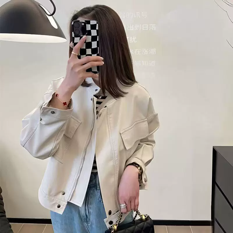 海宁皮衣女短款2025秋季新款小香风气质显瘦百搭机车皮夹克外套