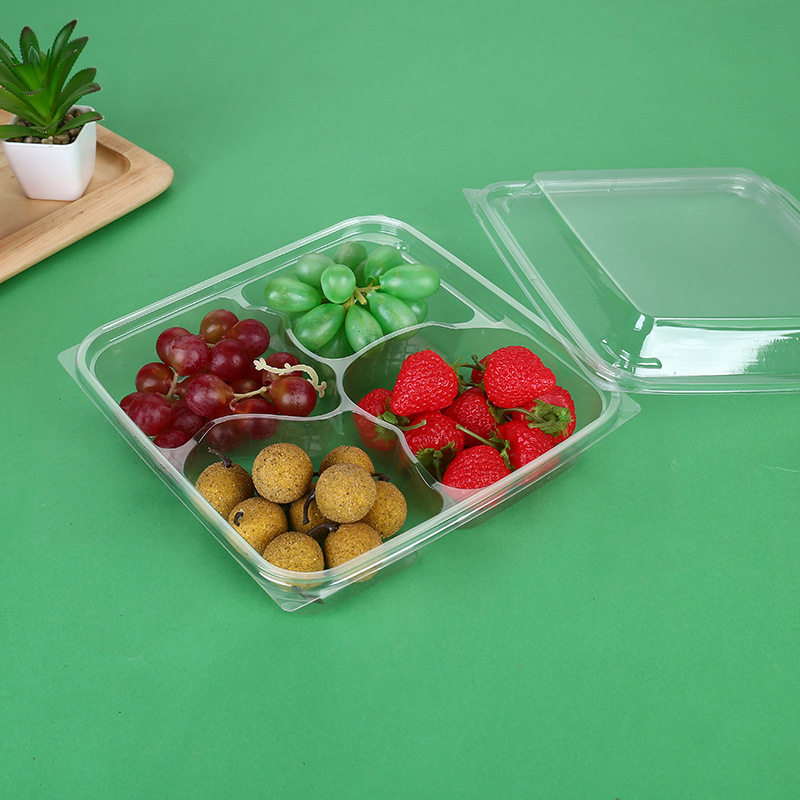 Cajas desechables para frutas, cajas para cortar frutas frescas, cajas para ensaladas, cajas de embalaje, platos divididos, cajas transparentes para frutas y verduras, cajas para fresas al por mayor