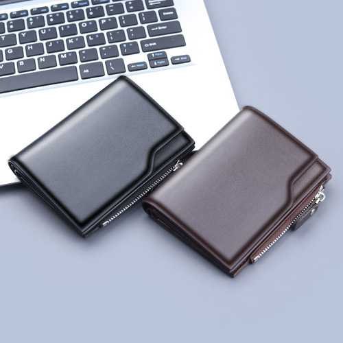 Men's short wallet new wallet men's three-fold multi-card slot wallet men's 13 card slot zipper coin purse for men