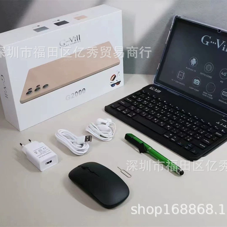 Планшет (G Vill G2000) 10,1 дюйма IPS, 16 ГБ + 512 ГБ, 2 SIM, Android 13