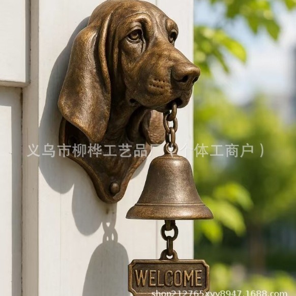 新品Dog Welcome Doorbell狗狗迎宾门铃,树脂工艺品墙壁装饰|undefined