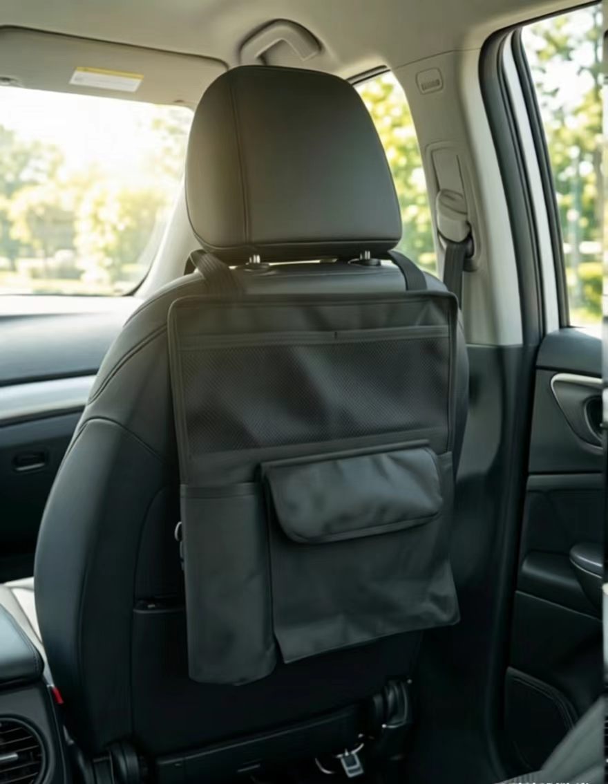 Car Seat Back Storage Bag Leather Rear Seat Storage Box Dining Table Style Car Seat Back Hanging Bag Portable