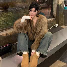 仿狐狸毛皮草外套女冬季新款超短款宽松年轻水貂毛绒貉子毛毛大衣
