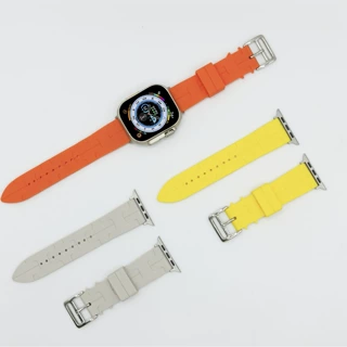 适用于苹果Apple watch ultra 87654321代 H纹爱马款 硅胶手表带
