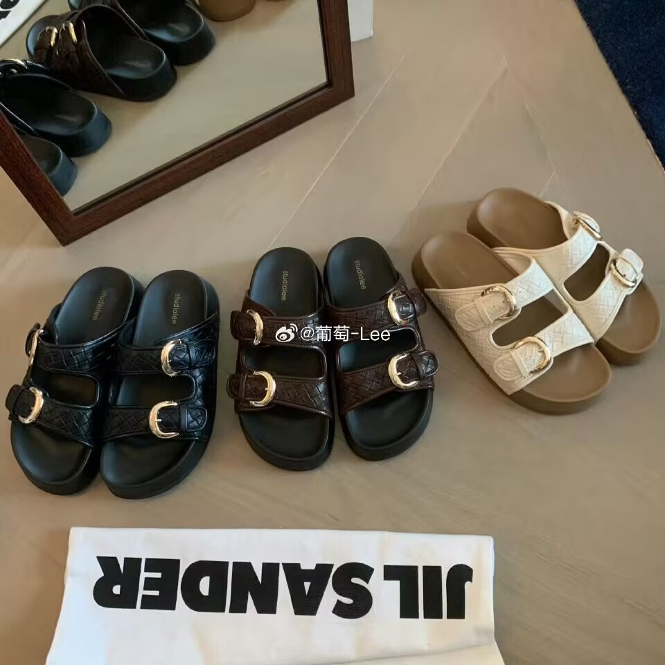 2026 nueva uva madre con el mismo aumento de altura 3cm ~ doble hebilla tejido exterior casual con base gruesa zapatillas frias Birken mujeres