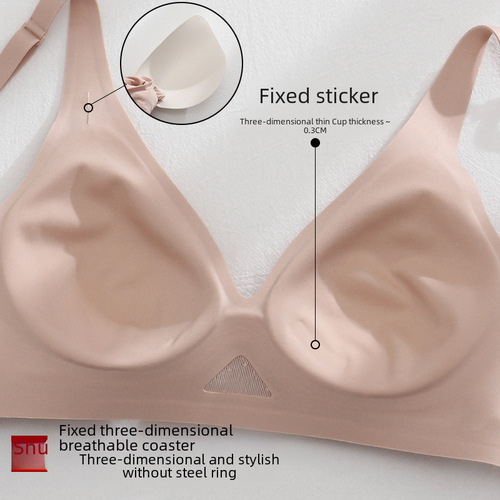 New style seamless jelly underwear for women with large breasts and small bra push-up adjustable latex lace bra without rims