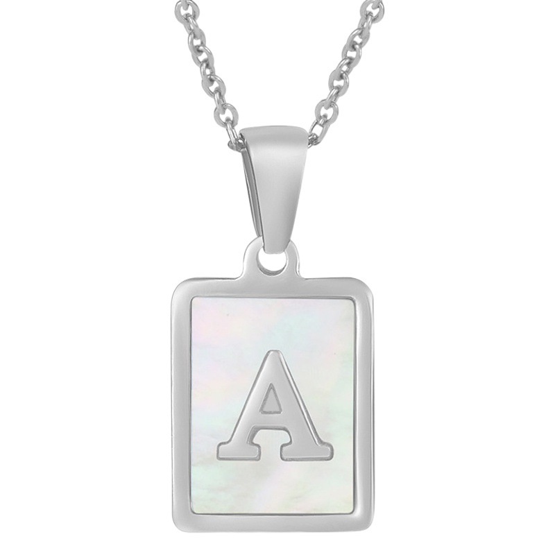 Collar de la letra de la cáscara del acero inoxidable simple europeo y americano hembra Cruz-Frontera de acero de titanio cuadrado mayúscula colgante joyería femenina
