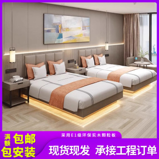 酒店专用床悬浮宾馆床家具标间全套民宿旅馆公寓单人双人床箱定制-阿里巴巴