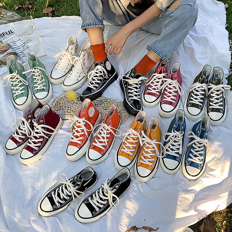 Round logo canvas shoes for students, men and women, couple shoes, Korean MIS-211 sneakers