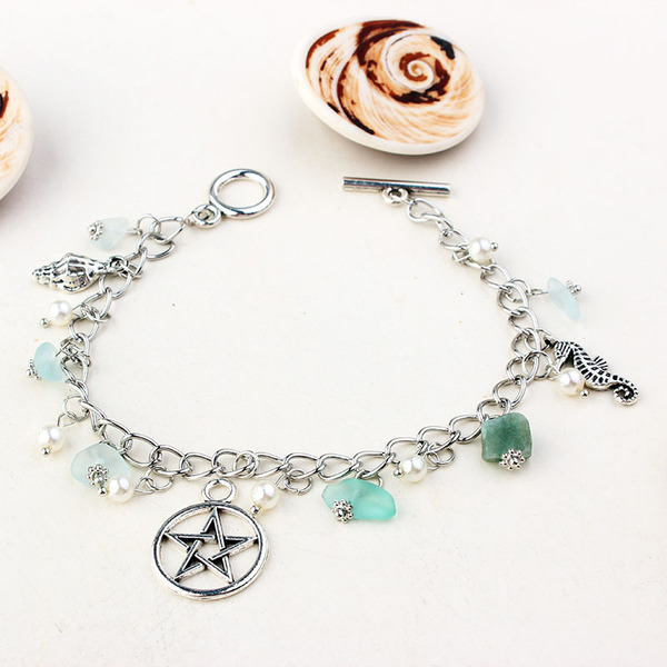 Sapphire ankle bracelet pearl for yoga