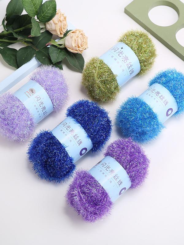 Phantom Glass Silk Wool Dish Wool Scarlet Bright Silk Handmade Woven DIY Hairpin Hairpin Doll Bag Hand Mixed Line