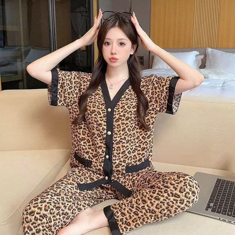Southeast Asia Wholesale Pajamas for Women New Summer Thin Short-Sleeved Pants Wal Cotton Silk Ins Style Home Wear Set