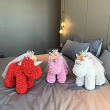独角兽永生花创意520情人节礼物PE玫瑰熊仿真花独角兽批发工厂