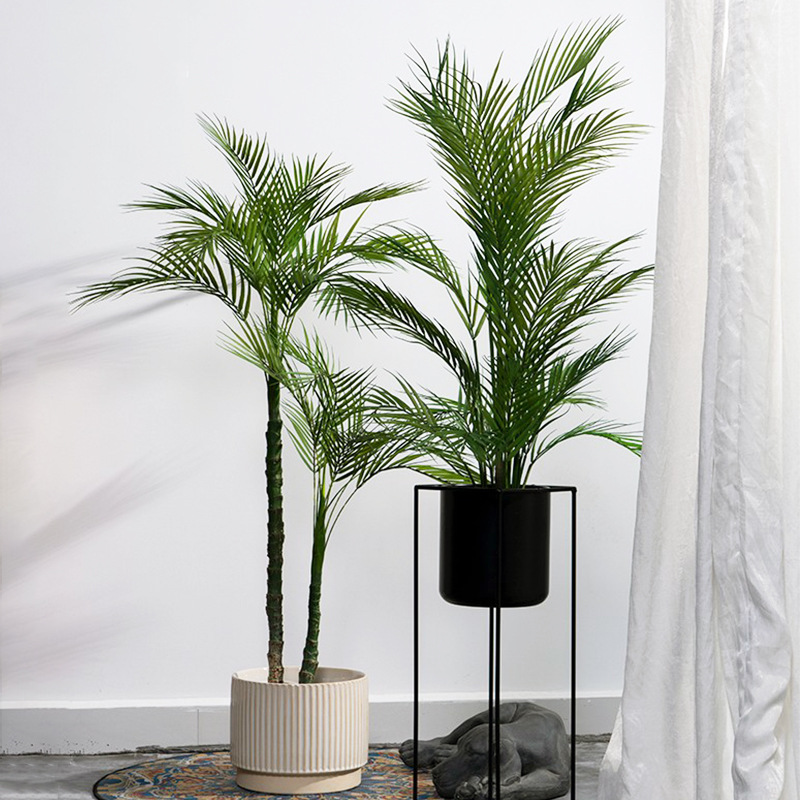 Planta verde artificial cola de fénix planta falsa decoración interior ventana piso en maceta conjunto decoración hoja fina cola suelta árbol de girasol