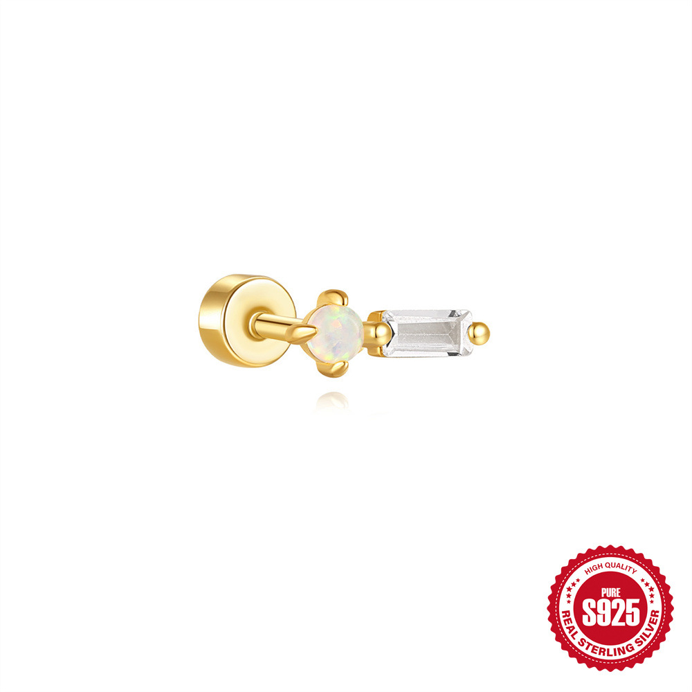Nuevo estilo s925 plata de ley estilo caliente micro-incrustación circón flor oreja hueso clavo comercio exterior transfronterizo serie Opal arete perforador