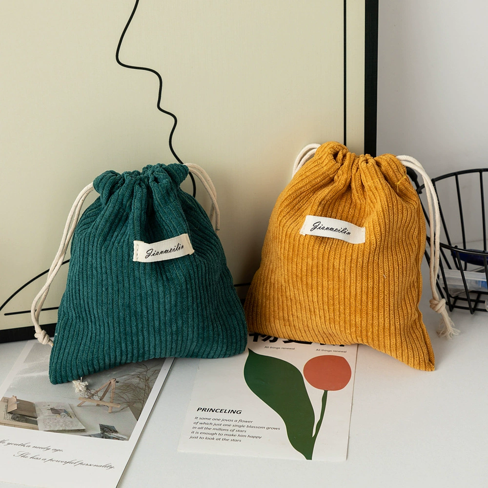 Сумка-органайзер на шнурке из тканого материала, косметичка для женщин, портативная, из вельвета, большая вместимость