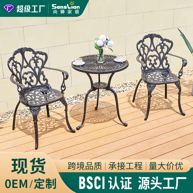 Outdoor Courtyard Table Villa Chair Outdoor Balcony Simple Leisure Garden Table Bench External Cast Aluminum Table and Chair Combination