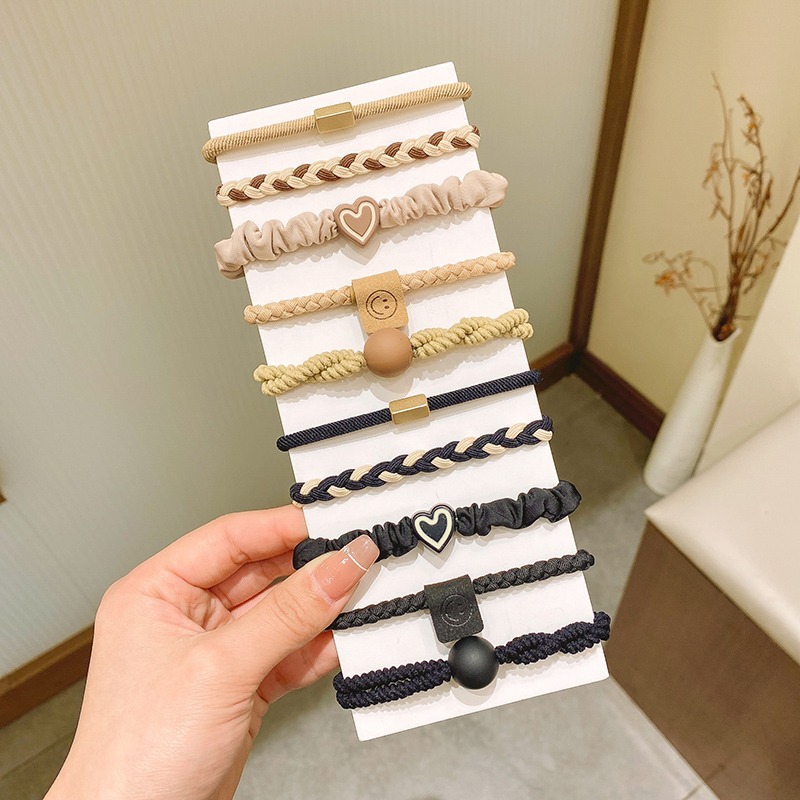 Niños de color café leche de banda de goma de alta elasticidad anillo para el cabello de niñas de cabello de cola de caballo alta no daña el cabello corda de cabello duradera