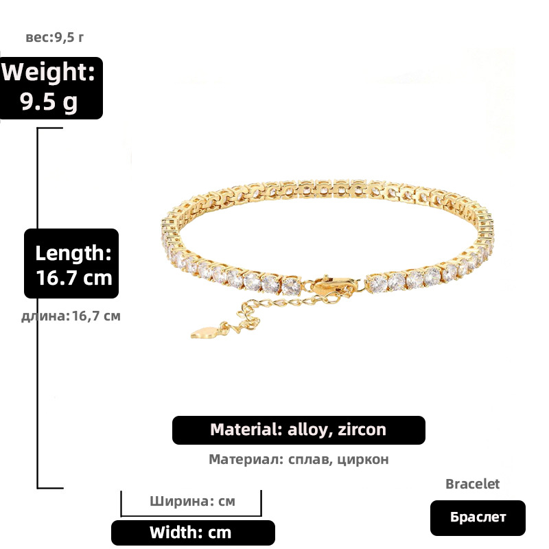 10g Weight Artificial Gemstones Inlay Material Bracelets Classification Alloy Chain Material Tennis Chain Chain Type Anniversary, Business, Travel Occasion Alloy Material Geometric Pattern Women'S Gender Simple Style Style Simple Style Geometric Artificial Gemstones Alloy Tennis Chain Chain & Link Bracelets Wholesale 1