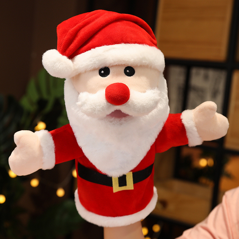 Cute Santa Claus Elk Snowman Open Mouth Parent-Child Interaction Finger Muppet Kindergarten Storytelling Hand Puppet