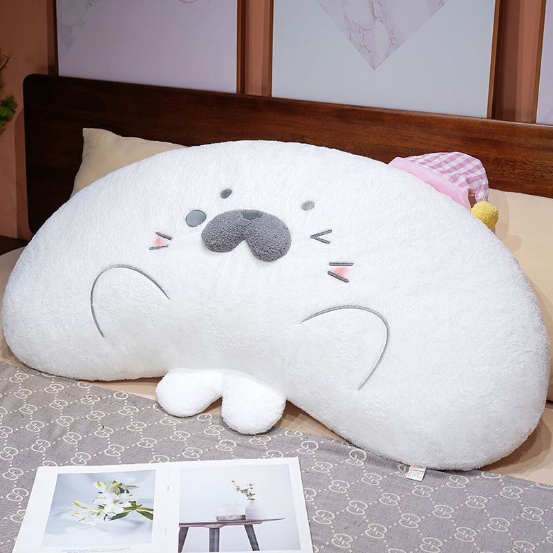 Cojín de Cabecera y Lumbar con Forma de Foca de Peluche Desmontable para Dormitorio y Sofá