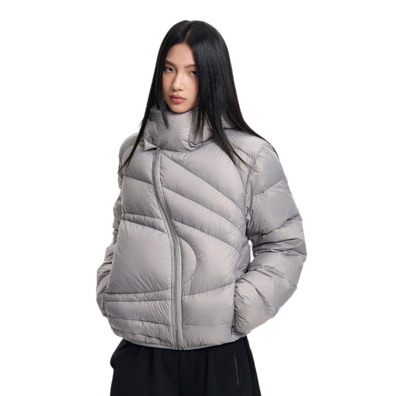 2026年斜门襟不规则绗线宽松加厚大码棉服女时尚冬季新款情侣外套