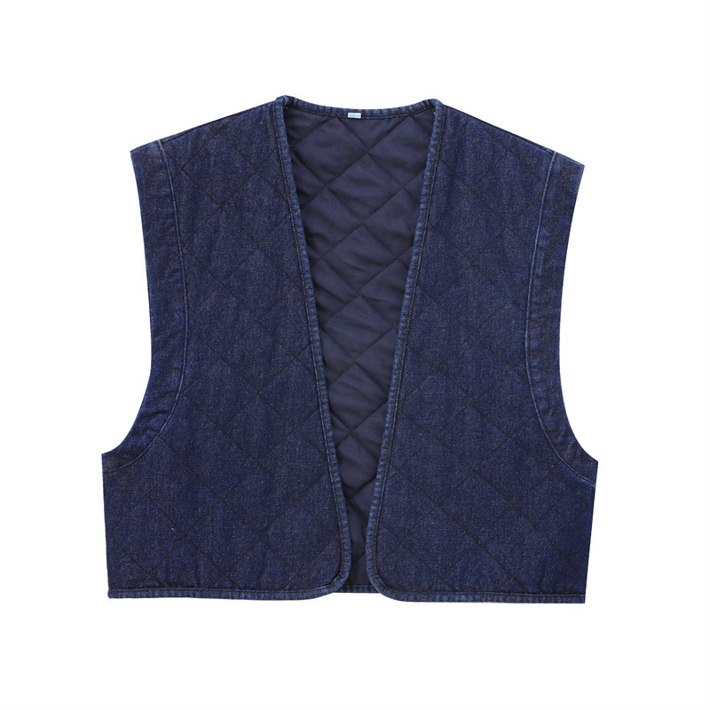 대외 무역 2024 조끼 작은 샤넬 스타일 핸드 훅 니트 조끼 V-Neck 와 한 줄 버클 틈새 8943040