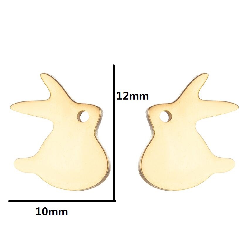 Fashion Rabbit Bat Bird Stainless Steel Plating Ear Studs 1 Pair display picture 4