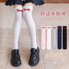 兒童長筒襪夏薄款春秋網眼單蝴蝶春女童寶寶襪子中筒防蚊高筒長襪