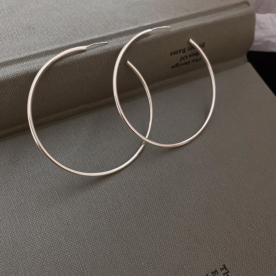 Europa y los Estados Unidos transfronterizos agujas de plata aretes de metal fríos aretes de estilo estilo universal simple aretes de diseño de nicho