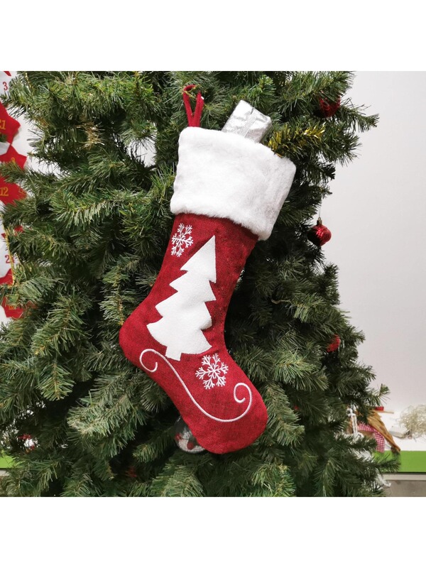 新しいクロスボーダークリスマス赤と白の靴下ヘラジカ刺繍クリスマス靴下クリスマスギフトクリスマスペンダント装飾スノーフレークスタイル|undefined