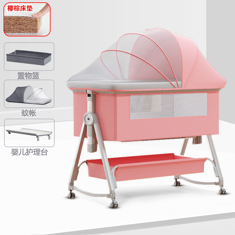 Cuna móvil Cuna portátil Cuna para bebé Cama plegable multifuncional bb Cama grande de costura para niños recién nacidos