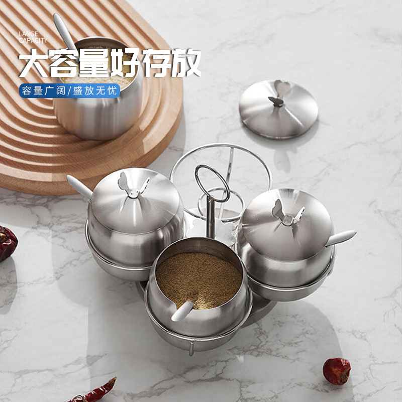 家庭用304食品級韓国式ステンレス調味料缶唐辛子油缶塩缶台所用品調味缶卸売り|undefined