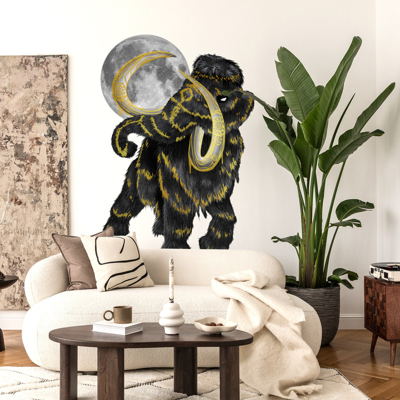 Ma11009 Creative Hot Stamping Pattern Mammoth Moon Wall Sticker Bedroom Living Room Background Decoration Self-Adhesive Pvc Wall Sticker