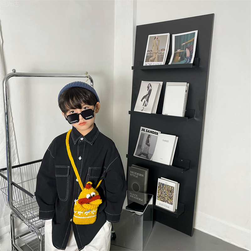 INS misma moda estilo coreano estilo occidental divertido salchicha boca lana niños niñas teléfono móvil bolsa de mensajero