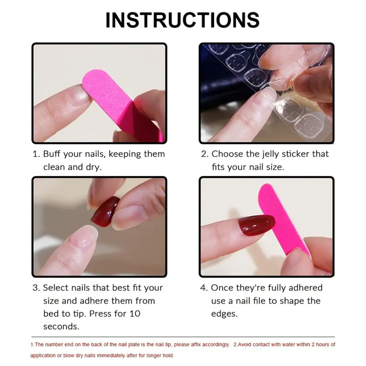 French Style, Simple Style Style French Style Simple Style Color Block Plastic Nail Patches 1 Set