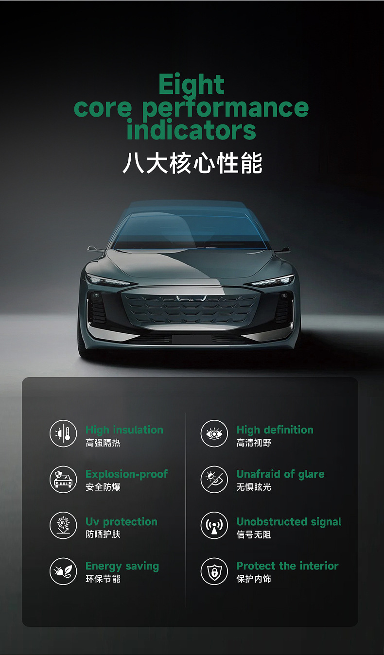 Car Pet Window Glass Film, Heat-Insulating Solar Film, Explosion-Proof, Sun Protection, High-Definition Car Heat-Insulating Film, Anti-Ultraviolet