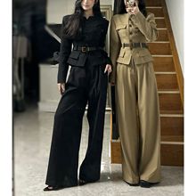 韩系新款2025时尚百搭秋季极简大牌感通勤西服套装女装阔腿裤套装