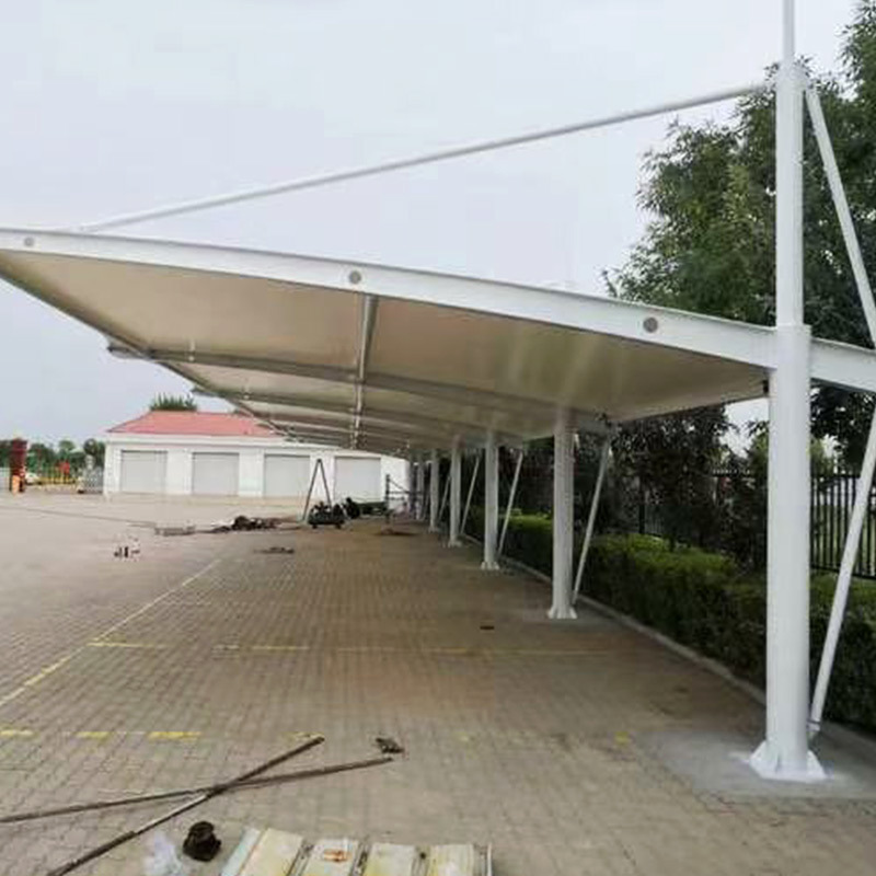 钢膜结构车棚遮阳防雨拉杆式车棚景观棚张拉膜车棚膜定 制安