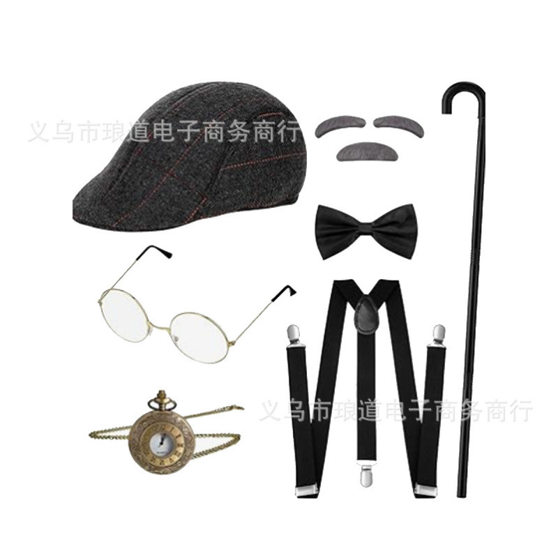 100 Days of School Grandpa and Grandma Dress up Accessories 1920S Prom Party Accessories Woolen Hat Set