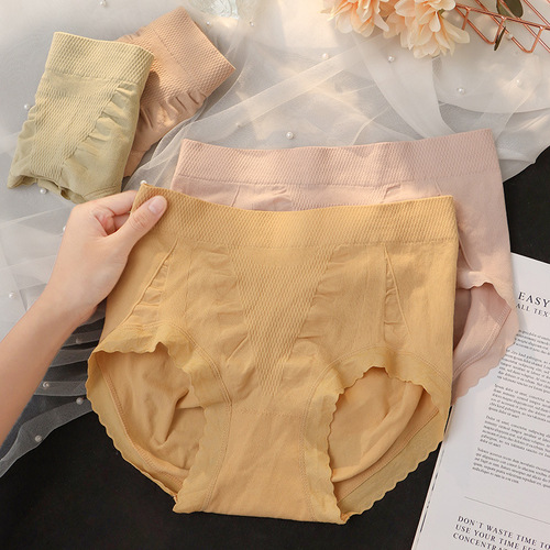 Spring and summer new style tummy-tightening butt-lifting mid-high-waisted underwear for women without trace antibacterial pure cotton crotch breathable women's briefs large size