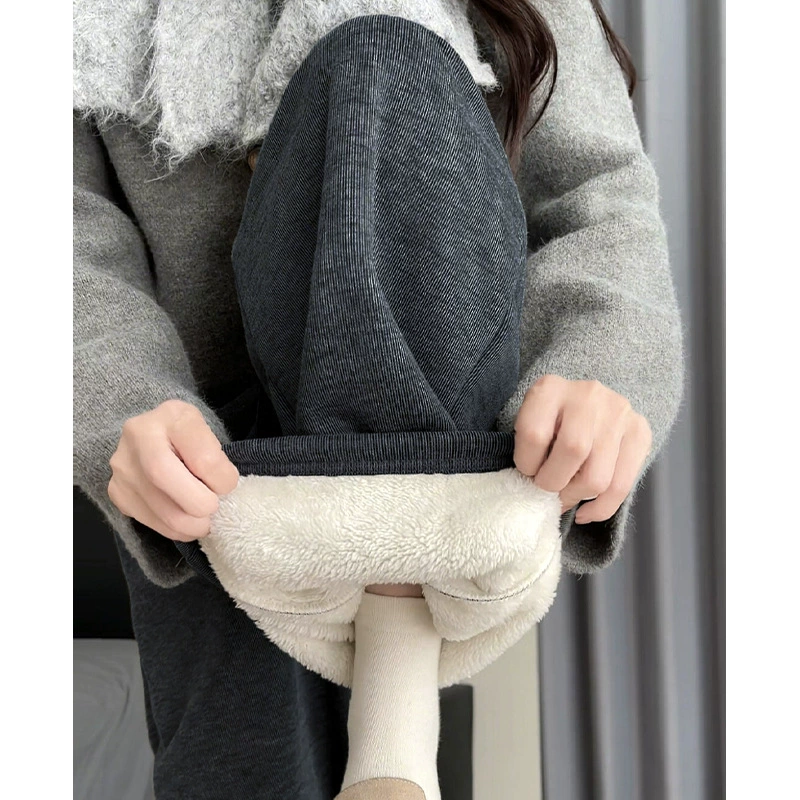 [Специальный бархат] Клеевые рисовые широкие брюки женские осенью и зимой 2024 плюшевые теплые и толстые повседневные брюки