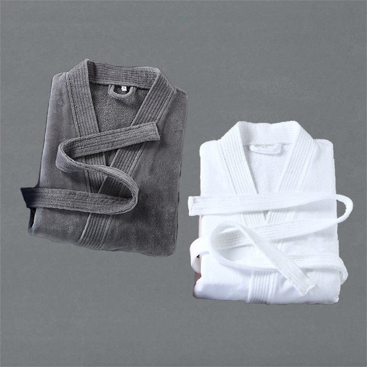 Pure Cotton Towel Material Cut Velvet Thickened Hotel Bathrobe Wholesale Men and Women Absorbent Beauty Salon Nightgown Pure Cotton Bathrobe
