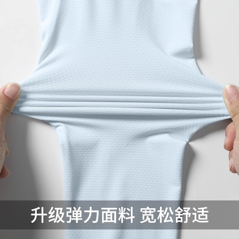 Trajes de protección solar para hombres, hielo de verano delgado rápido secado acondicionamiento físico suelto, ropa de entrenamiento al aire libre transpirable