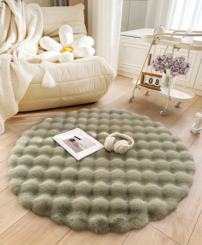 Cream Style Rabbit Plush Round Carpet Lazy Single Sofa Round Floor Mat Living Room Coffee Table Dressing Table Bedside Carpet
