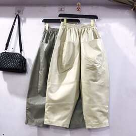 《假一赔十》保证绵羊皮头层皮裤女新款韩版大码休闲松紧腰潮