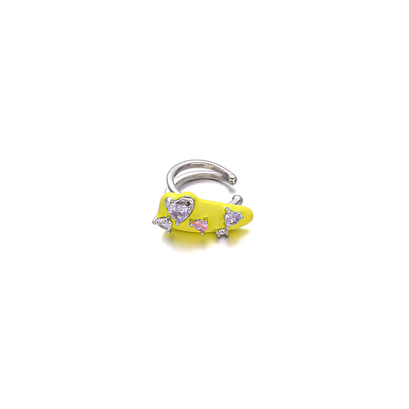 Japón y Corea del Sur dopamina color esmalte frío nicho de diseño original amor incrustado zircon diseño sin agujeros de orejas clip de hueso de orejas