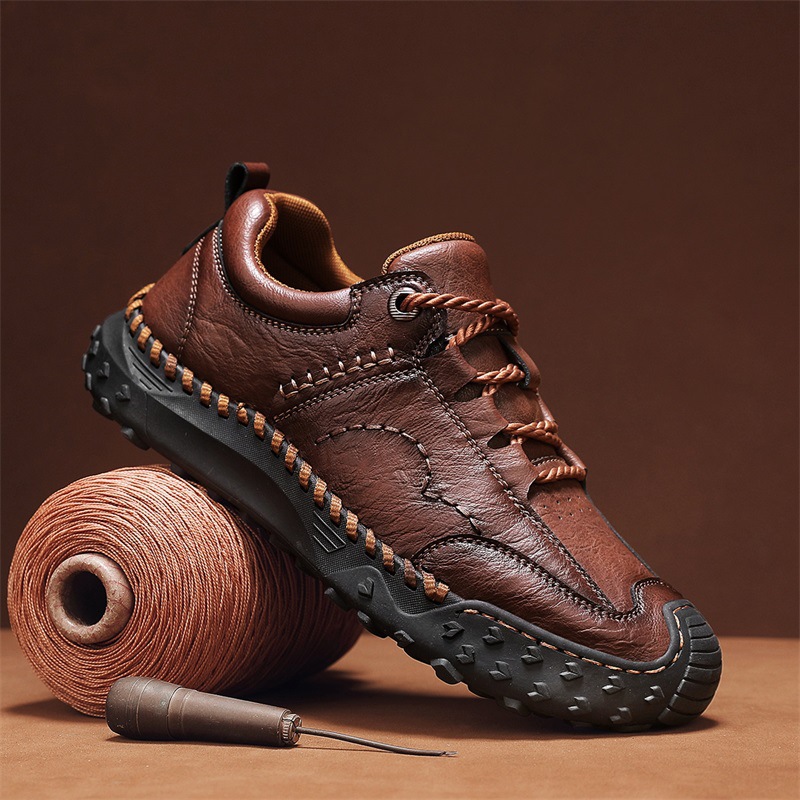 Plus-Size Autumn And Winter Breathable Loafers Handmade Casual Men's Leather Shoes Trendy Goodyear Handmade Men's Shoes_vogvips.com